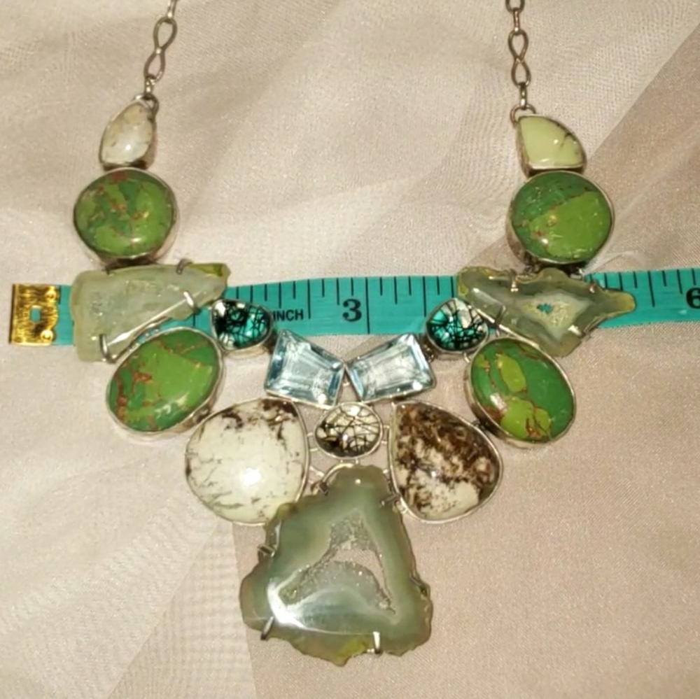 Showstopping Multi-Gemstone Extravaganza Statement Necklace - Picture 14 of 16